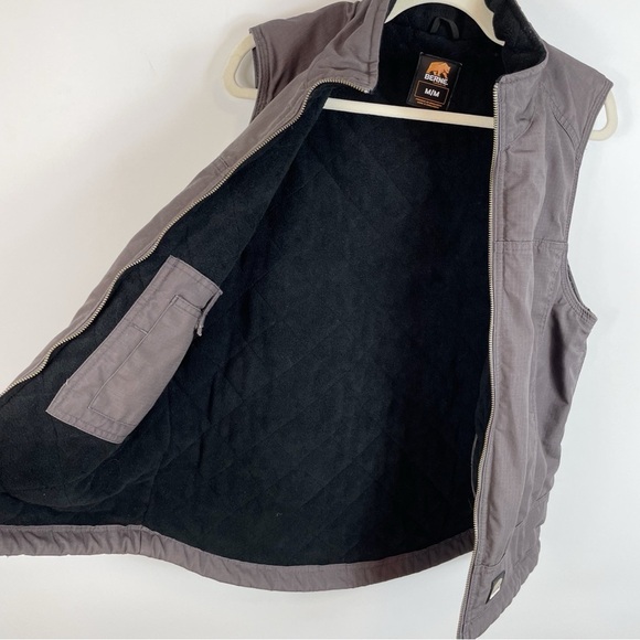 Berne Heartland Vest Fleece-Lined Ripstop Insulated Zip Up Grey - Picture 5 of 8